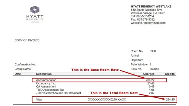 Hyatt Base Rate Screenshot